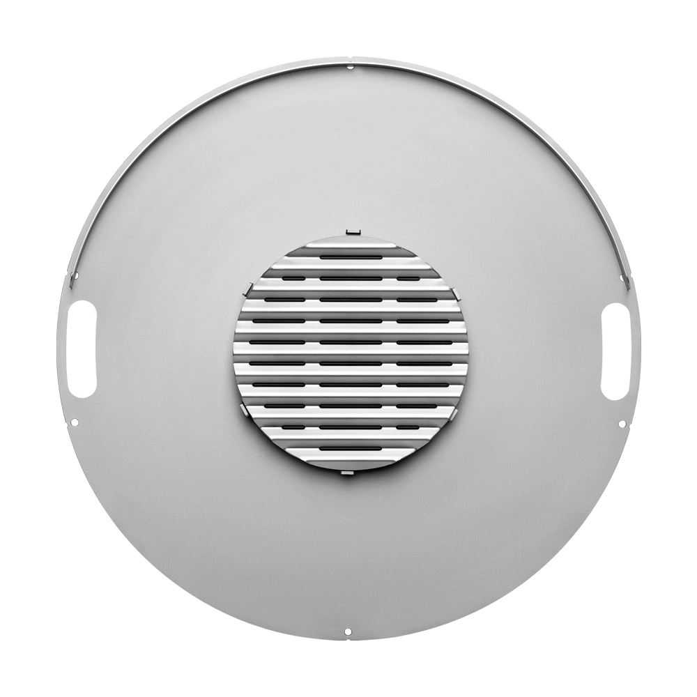 Feuerplatte von oben mit Grillrost und Randleiste