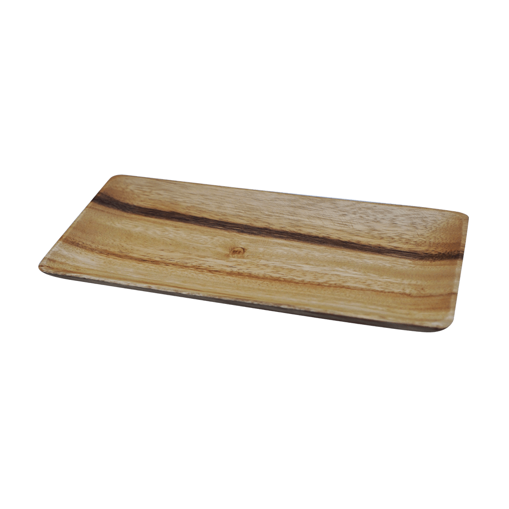 Servierteller klein Servierteller klein und rechteckig aus hellem Akazienholz ohne Hintergrund.