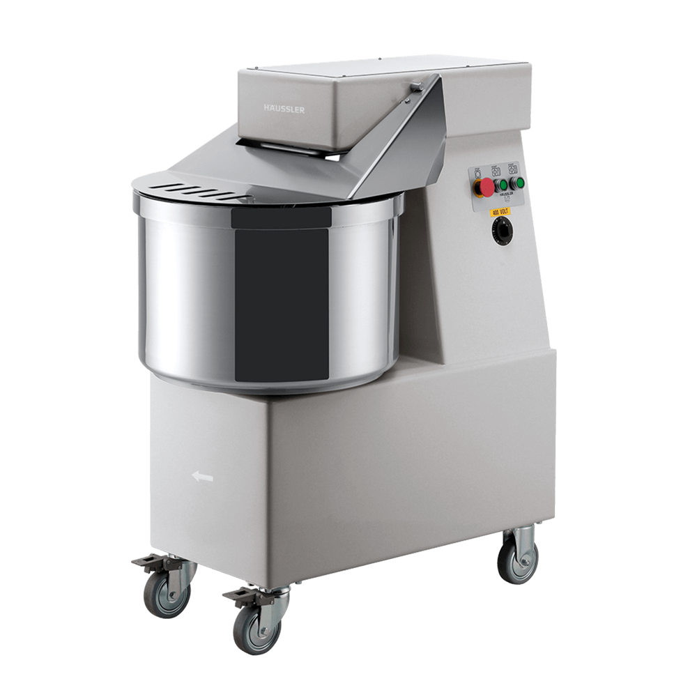 Teigknetmaschine SP50 Edelstahl Teigknetmaschine SP50 in Ausführung Edelstahl mit Teigkessel und Rädersatz