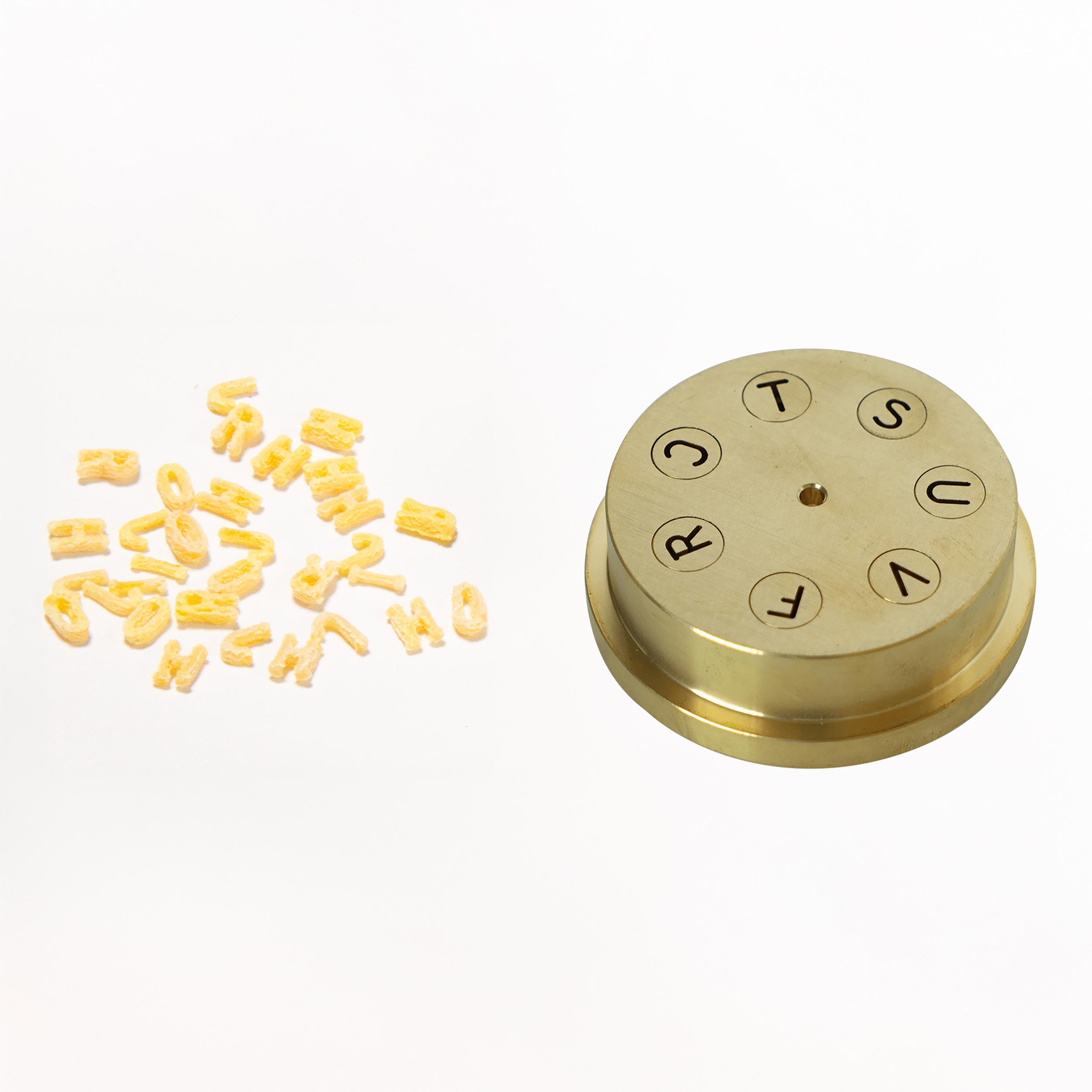 Matrize alphabeto für Pasta 300 mit Beispielnudeln