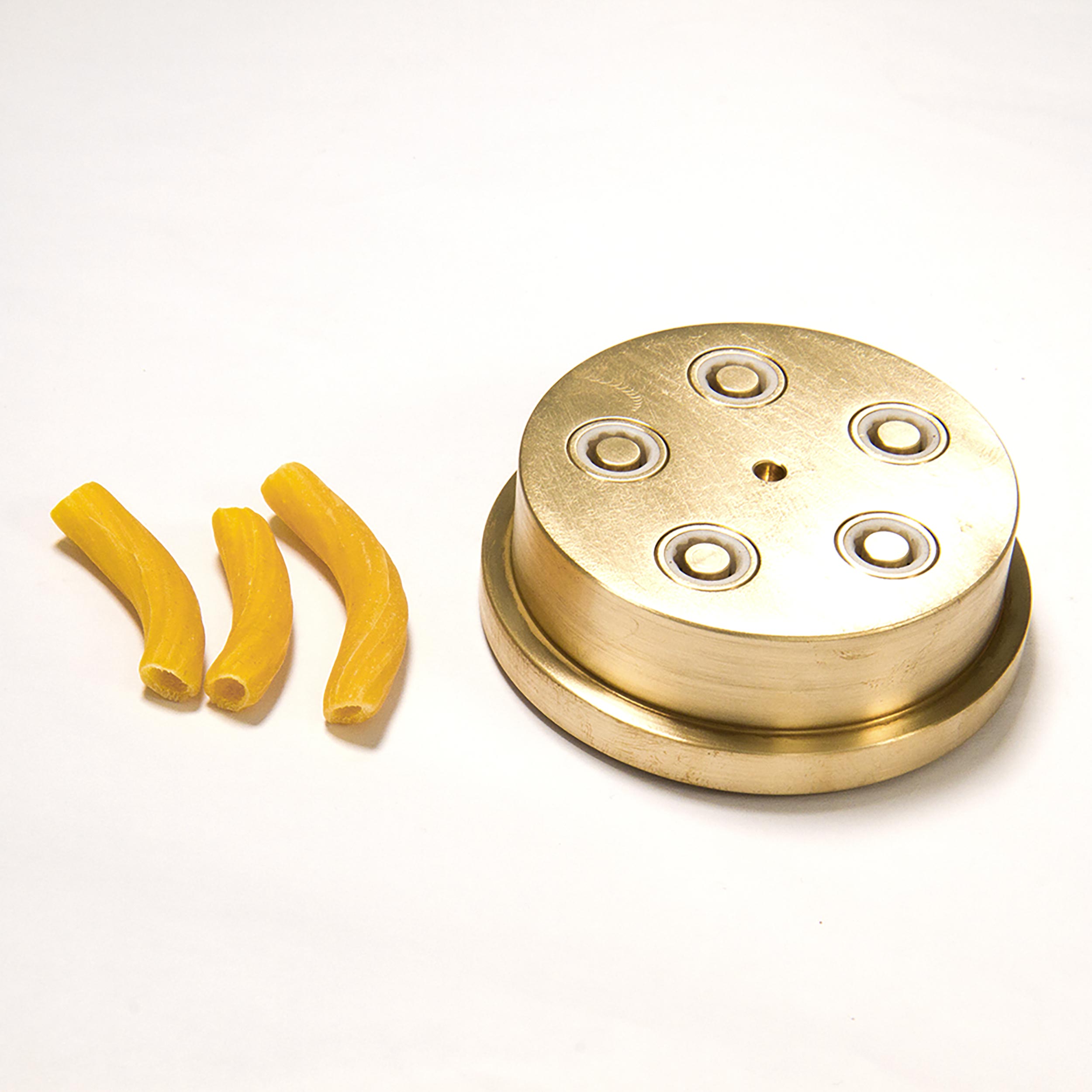 Matrize Tortiglioni für Pasta 300 mit Beispielnudeln