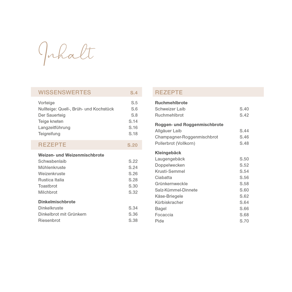 Inhaltsverzeichnis des Häussler-Buches: Unser täglich Brot Band 3