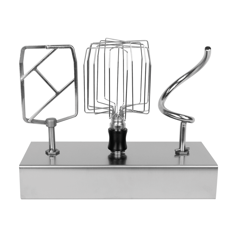 Werkzeughalterung mit Schneebesen, Knethaken und Rührpaddel