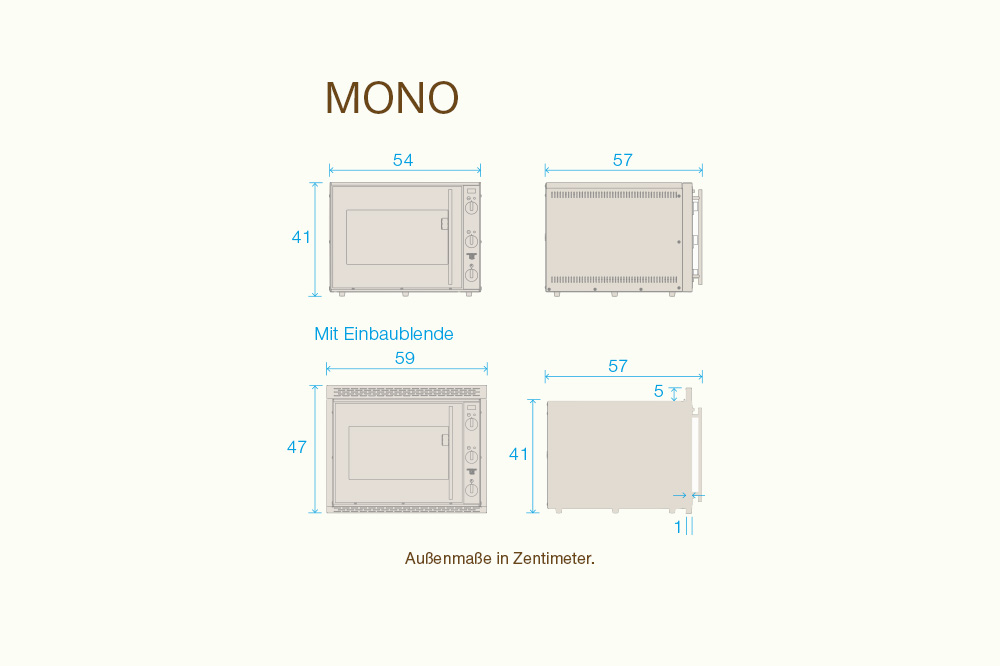 Maße vom Elektro-Steinbackofen Mono Maße vom Elektro-Steinbackofen Mono