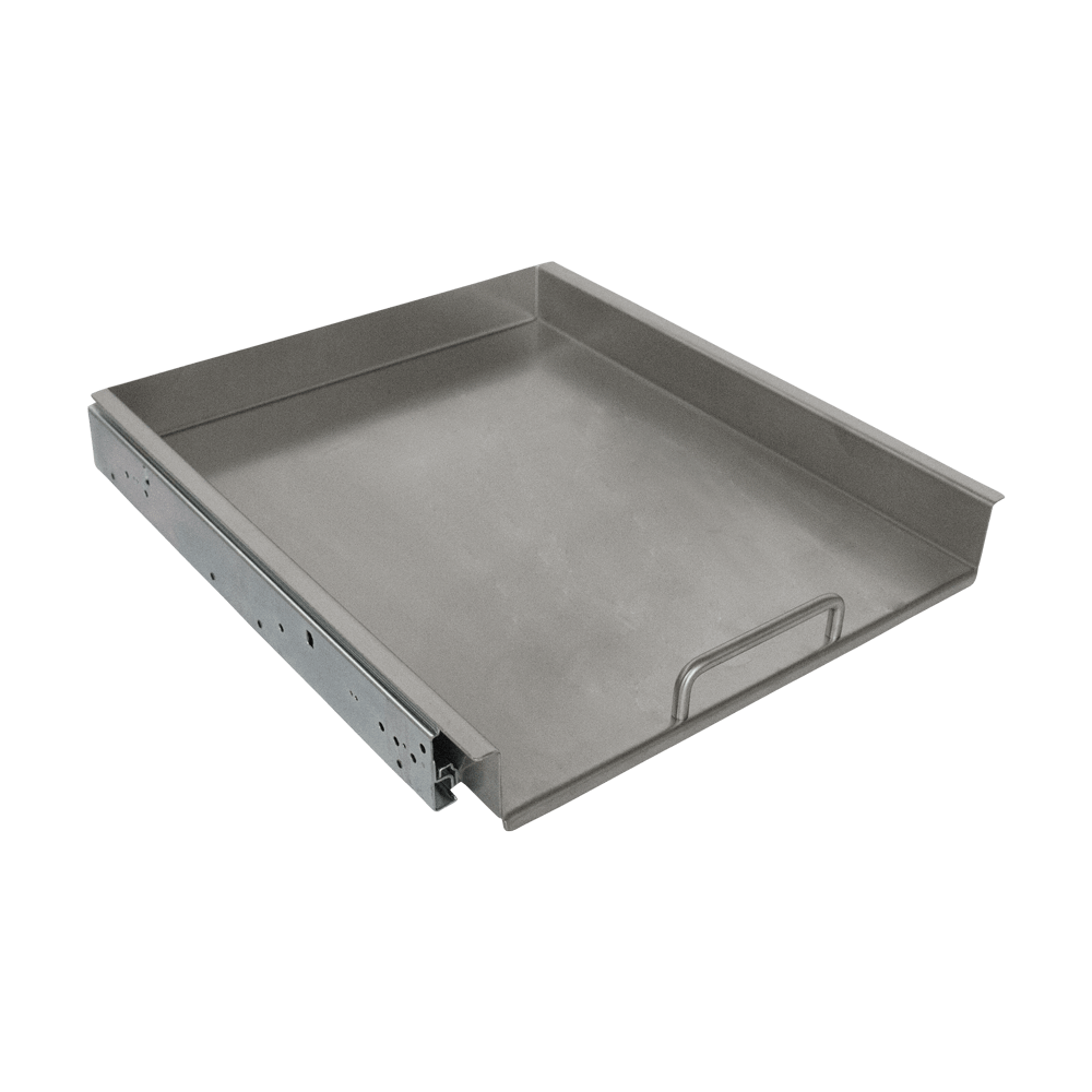 sorgt für einfaches Verstauen und freie Arbeitsfläche Schwerlastzug aus Edelstahl mit Griff