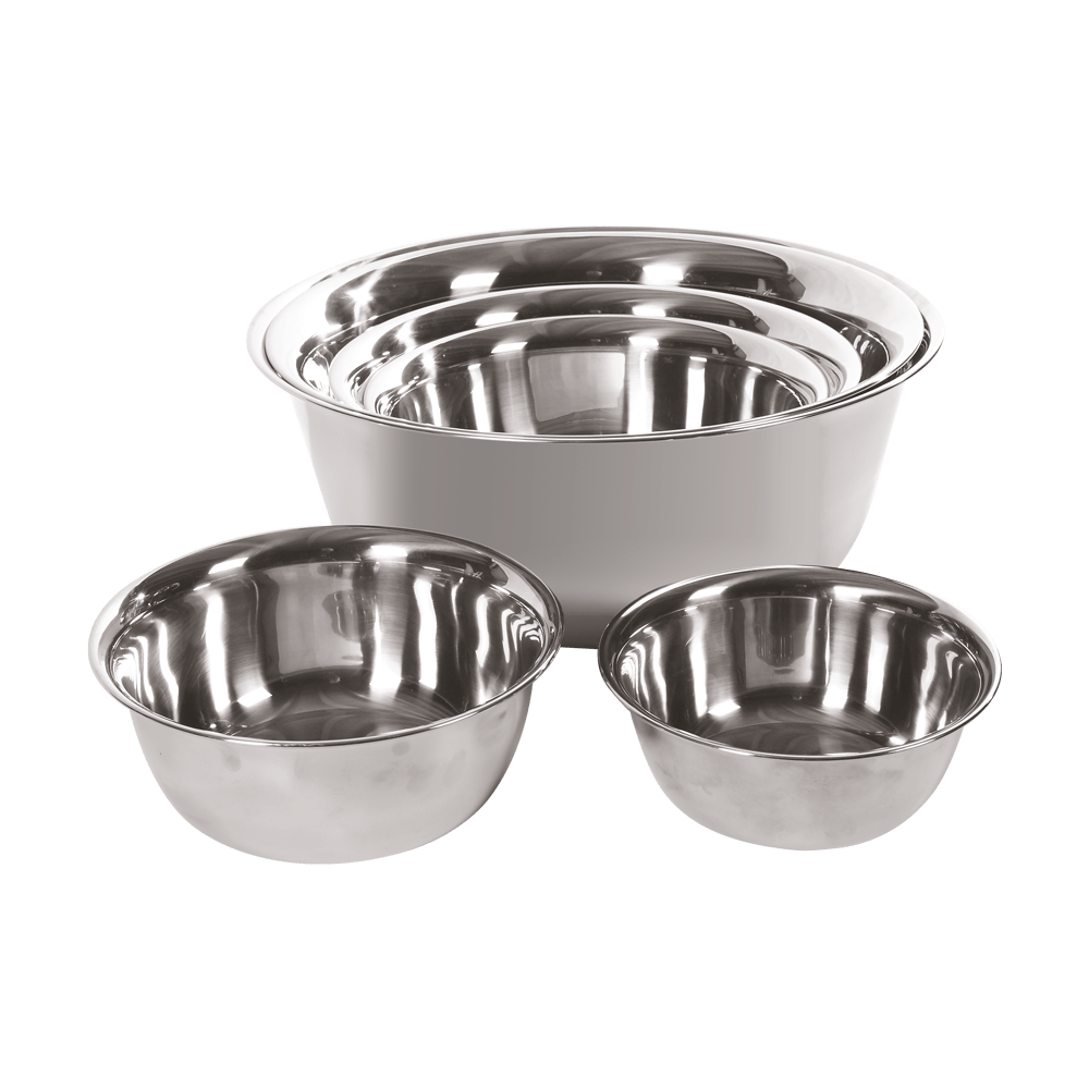 Edelstahl Schüsseln in verschiedenen Größen, ohne Hintergrund