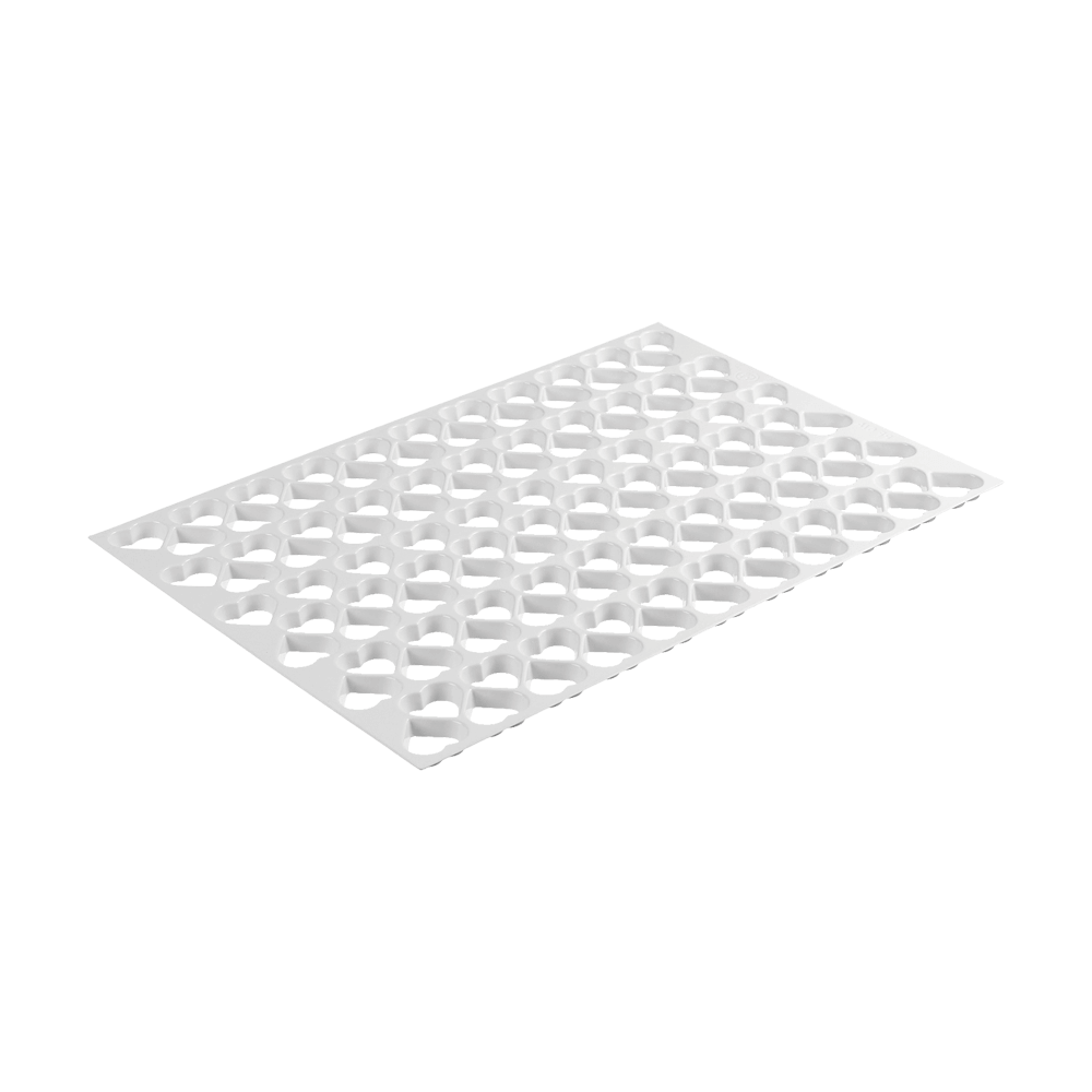Ausstechmatten für die Plätzchenproduktion Ausstechmatte aus weißem Kunststoff mit dem Muster Herzen