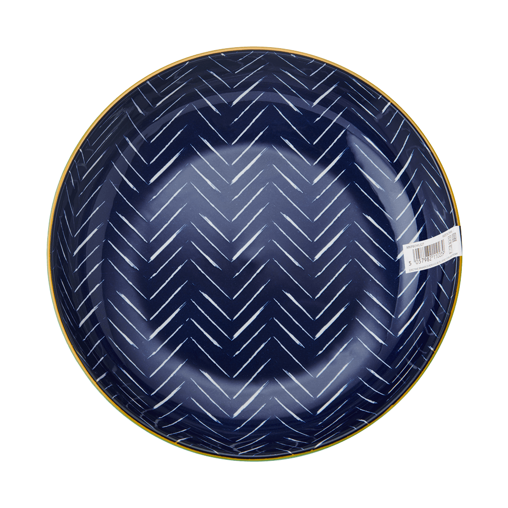 Pasta Bowl - indigo chevron Pasta Bowl mit blauem Muster innen, ohne Hintergrund.