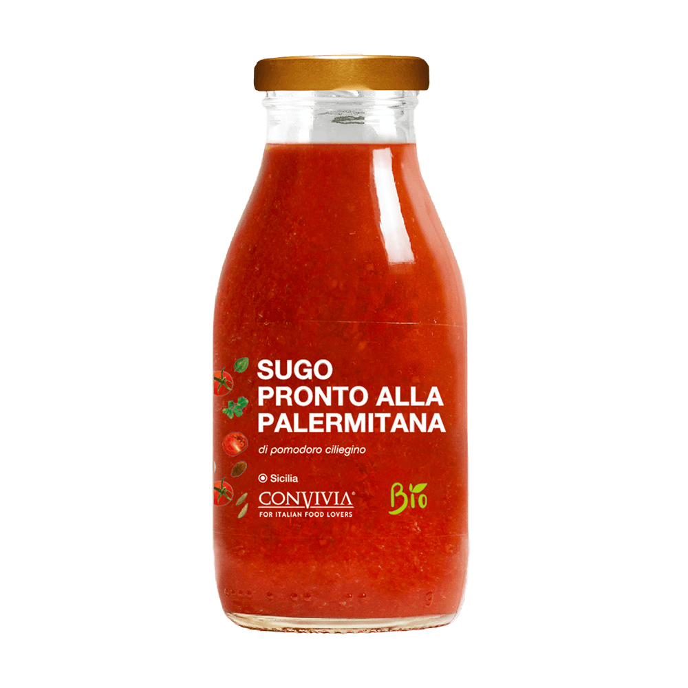 Bio-Sauce Palermo – authentisch, aromatisch & sofort servierfertig Einmachflasche mit Tomatensoße