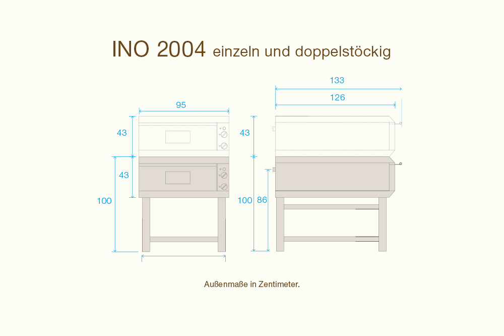Maße vom Elektro-Steinbackofen INO 2006 Maße vom Elektro-Steinbackofen INO 2006