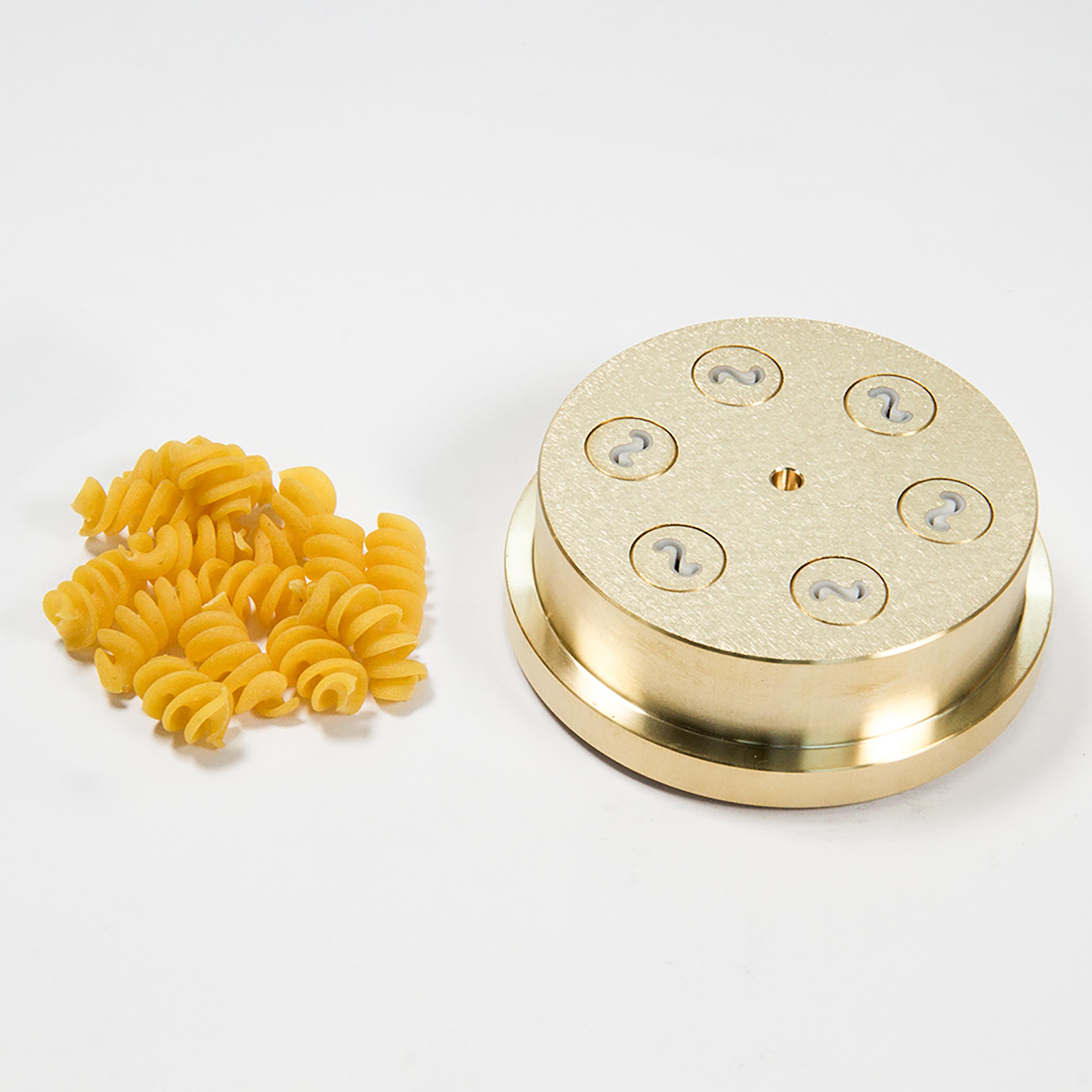 Matrize Fusilli für Pasta 300 mit Beispielnudeln
