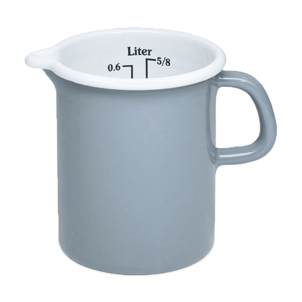 Messbecher aus Emaille Grauer Messbecher aus Emaille
