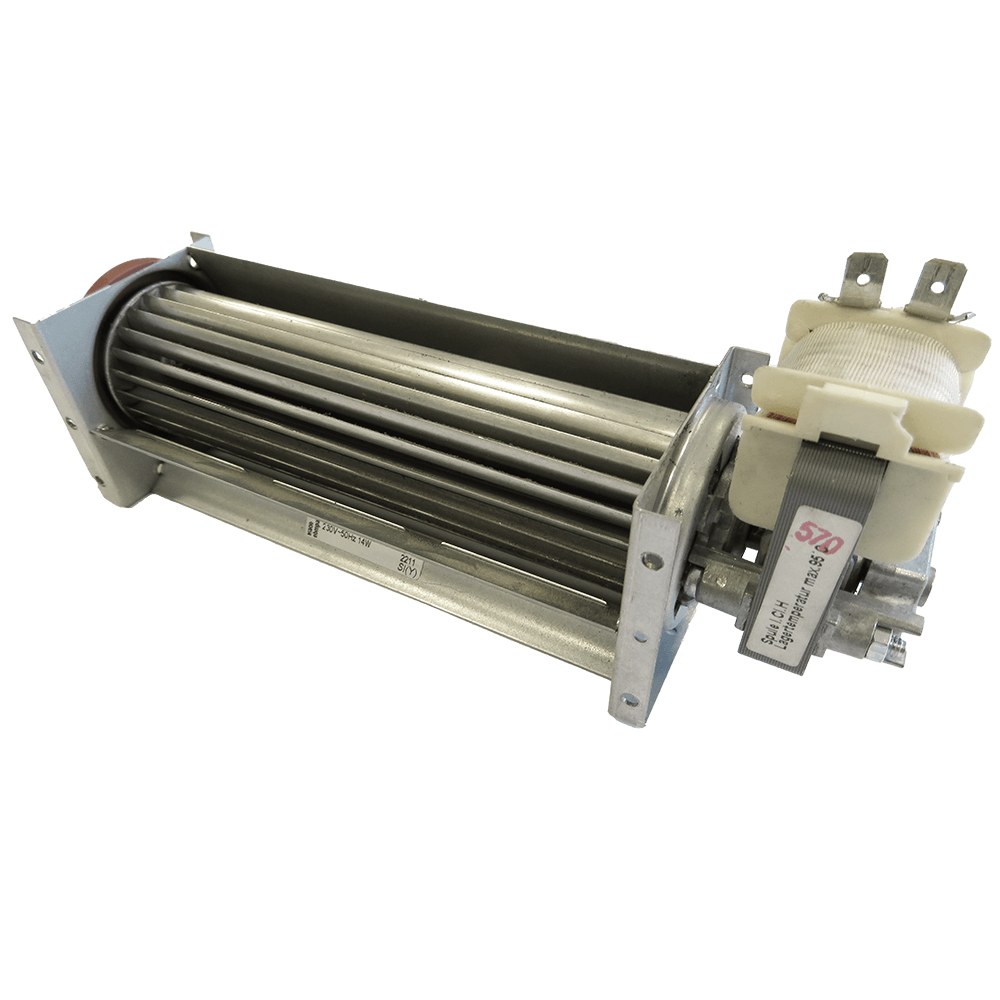 Silberner Querstromlüfter für den Elektrosteinbackofen Mono.