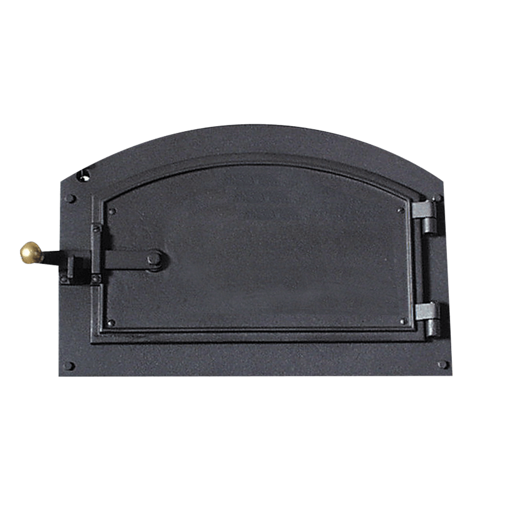 Ofentüre aus Guss zum Nachrüsten eines Holzbackofens ohne Motiv. Ohne Hintergrund abgebildet.