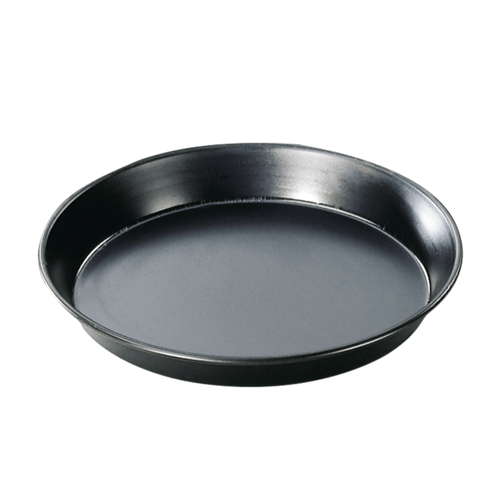 Eine schwarze Blauglanzrundform mit dem Durchmesser 38 Zentimeter und der Höhe von 4 Zentimeter ist ohne Hintergrund abgebildet