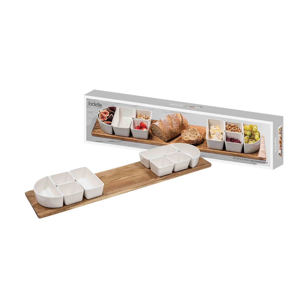 Servierplatte Serve & Share - groß Große Servierplatte neben der Verpackung ohne Hintergrund.