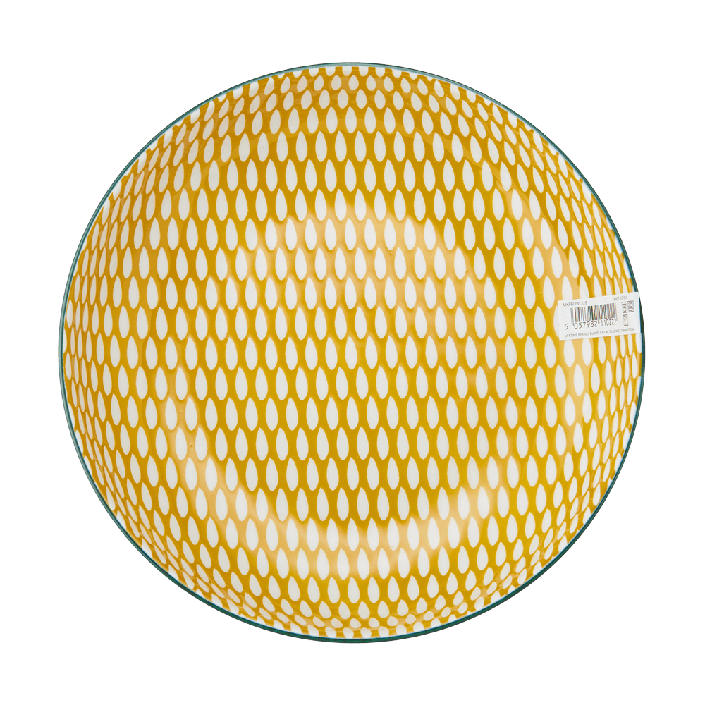 Pasta Bowl - green leaf Pasta Bowl mit weiß gelbem Muster innen, ohne Hintergrund.