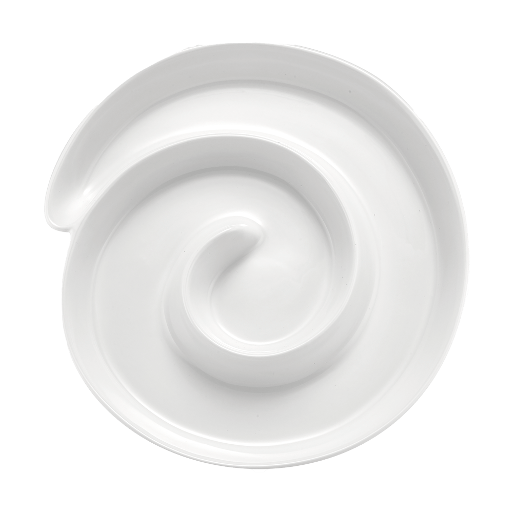 leerer Servierteller Spirale, Farbe weiß