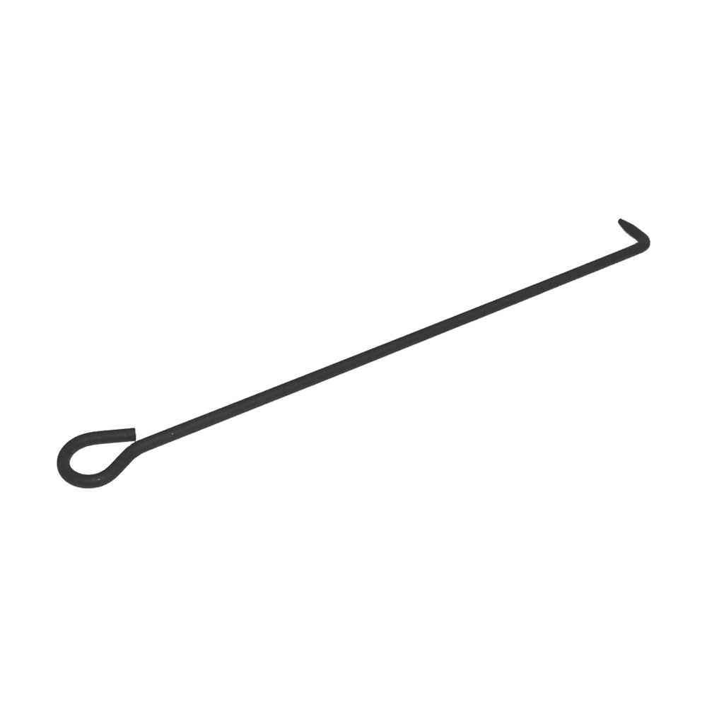 Schuerhaken für Holzbacköfen Langer, dunkler Metallhaken mit Biegung am Ende