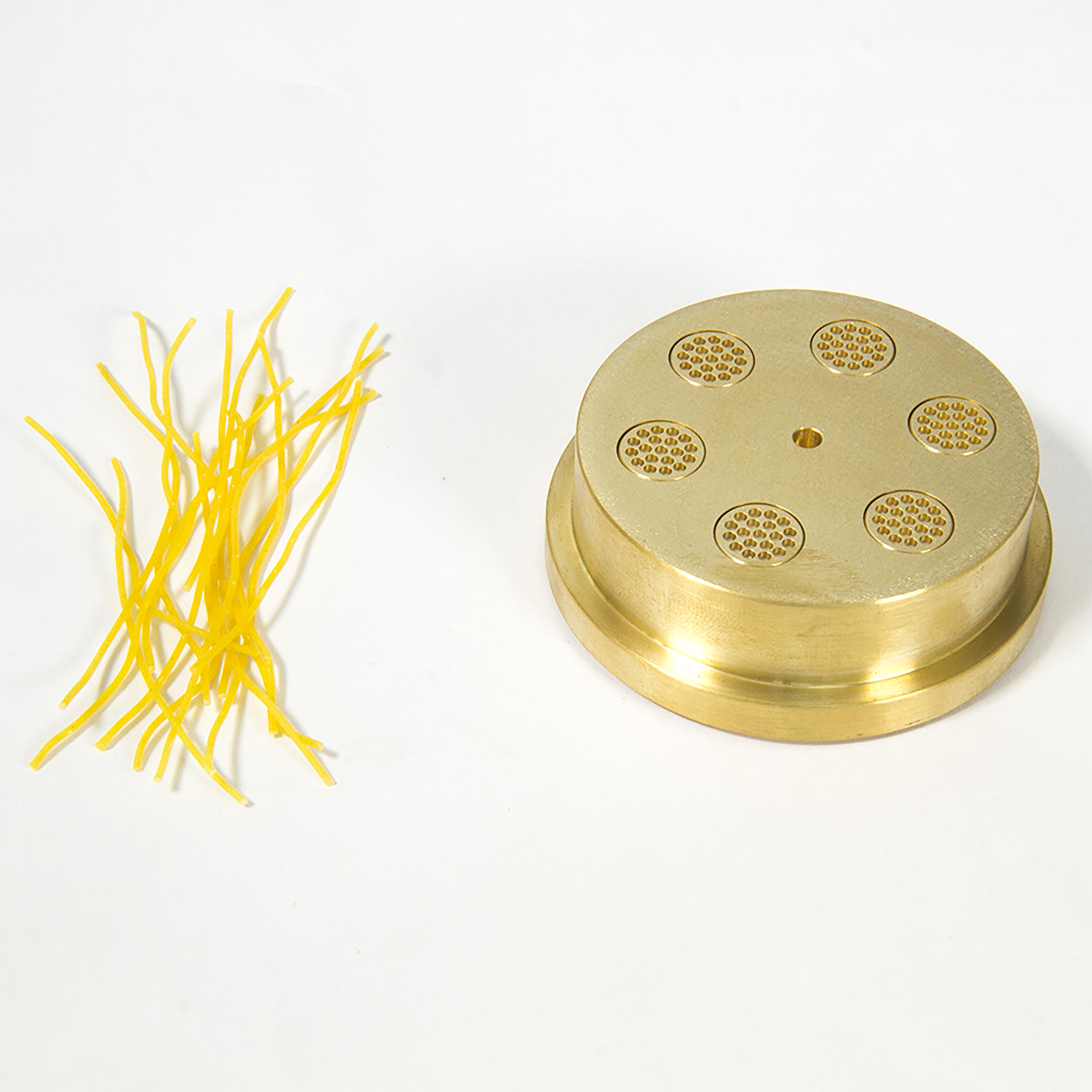 Matrize Nr. 1, Pasta 300 Matrize Capellini, mit Nudeln, Messingmatrize