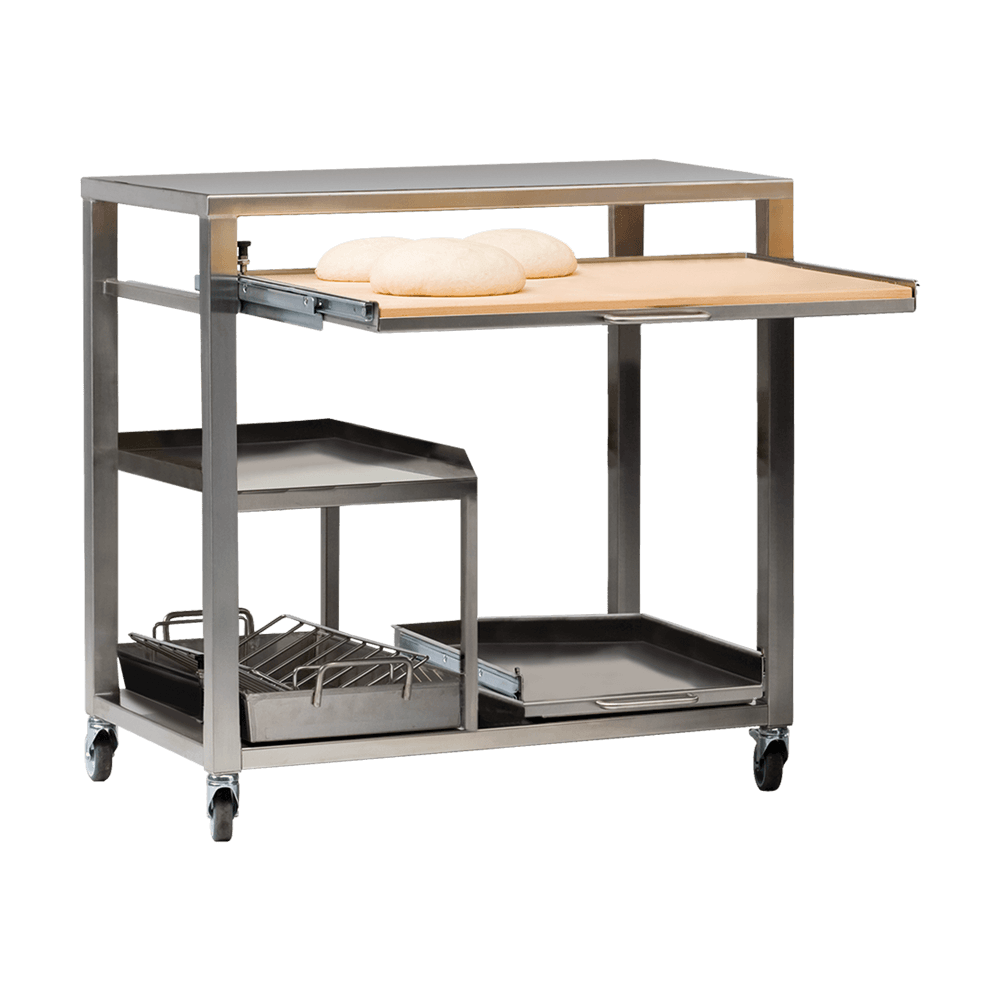 Metallgestell mit Rollen und zwei Ausziehfächer