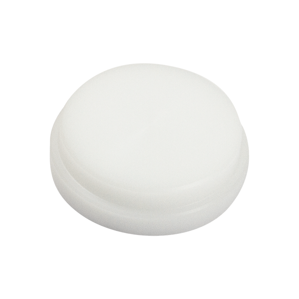 Blindmatrize für Nudelmaschine LUNA weiße, runde Blindmatrize aus lebensmittelechtem Kunststoff. Ohne Hintergrund abgebildet.