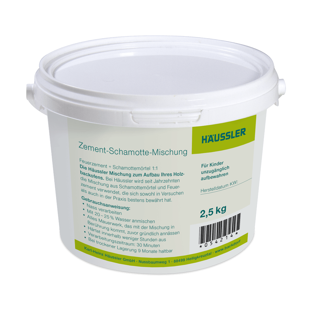 2,5 kg Zement-Mörtel Mischung Eimer mit einer 2,5 Kilogramm Feuerzement-Schamottestein-Mischung