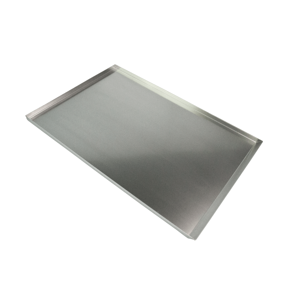 Backblech Aluminium 64x100 cm Backblech aus Aluminium mit den Maßen 64 auf 100 Zentimetern und einer Randhöhe von 3 Zentimetern ohne Hintergrund