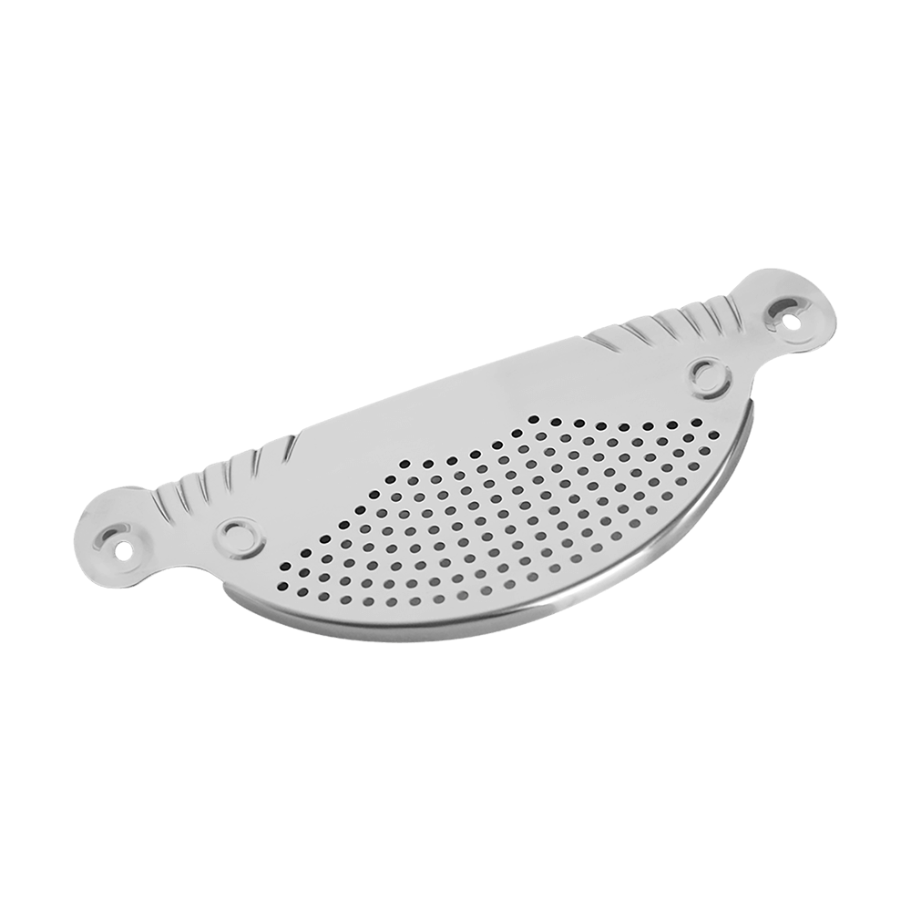 Abgießhilfe aus robustem Edelstahl ohne Hintergrund.