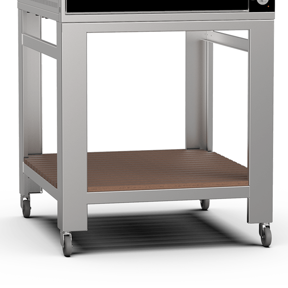 praktische Ablagefläche aus Buchenholz Ofen mit Untergestelle, Rädern und Holzrost