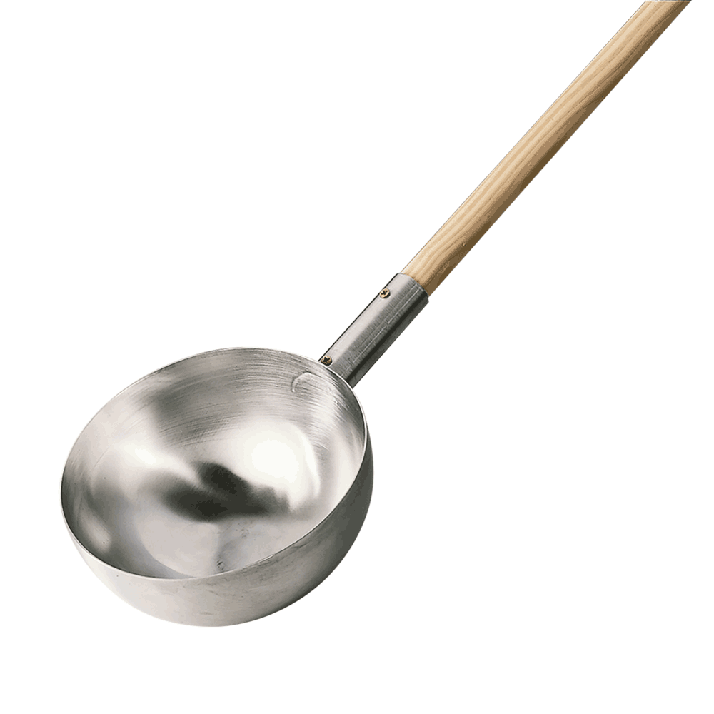 Einnetzschüssel mit Stiel Auf dem Bild befindet sich eine Edelstahlschüssel mit Stiel. Ohne Hintergrund hinterlegt.