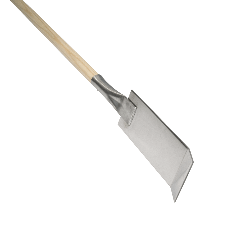 Glutschieber aus Edelstahl für Holzbackofen und Pizzaöfen Glutschieber aus Edelstahl mit Holzstiel