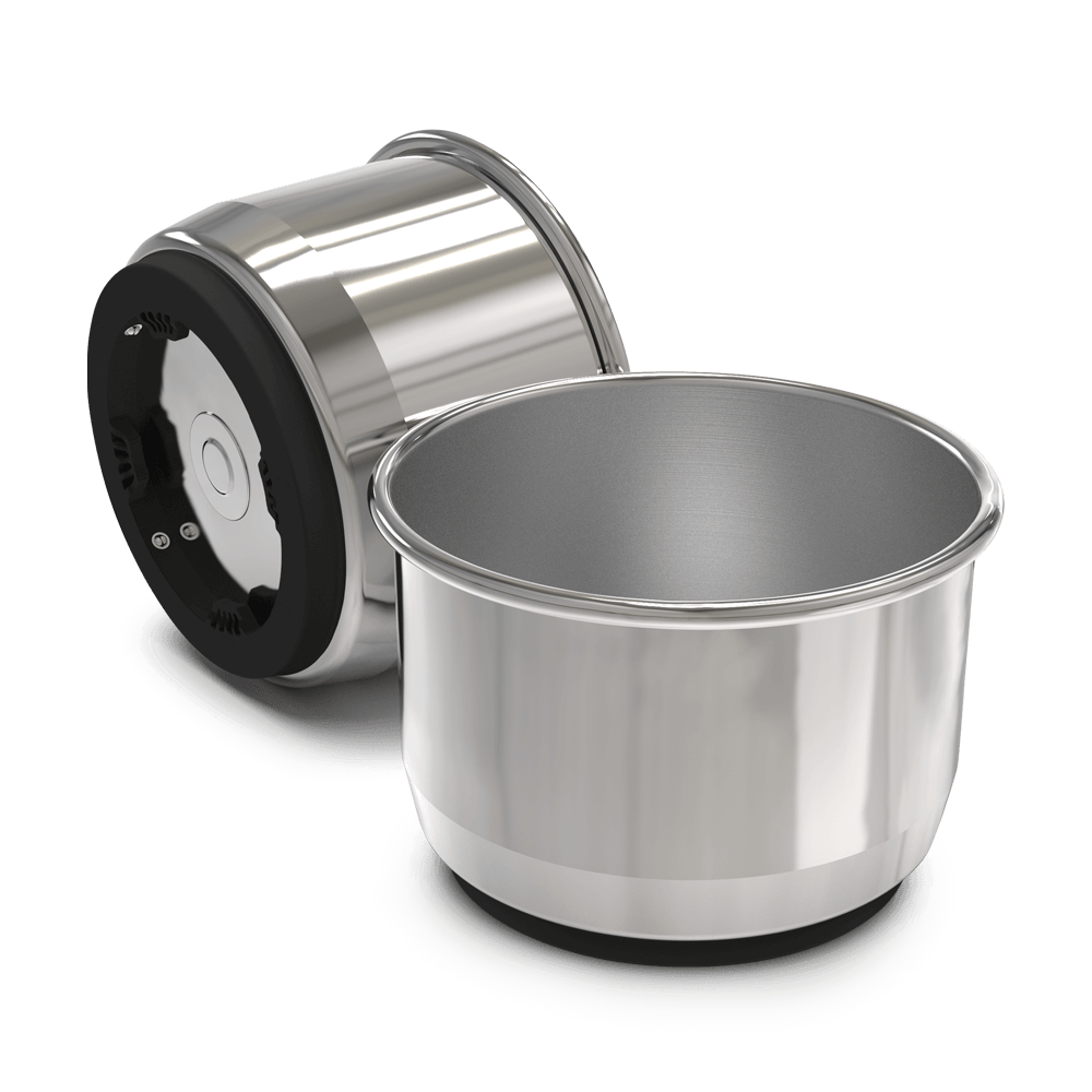 Edelstahl Teigkessel für die Teigknetmaschine, ohne Hintergrund 