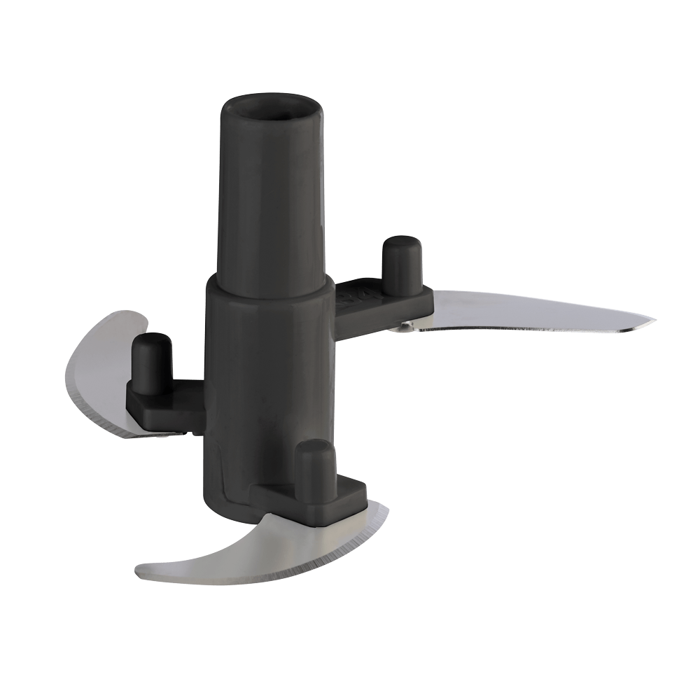 Multizerkleinerer schwarzer Plastik Messer-Einsatz mit drei geschwungenen Klingen ohne Hintergrund