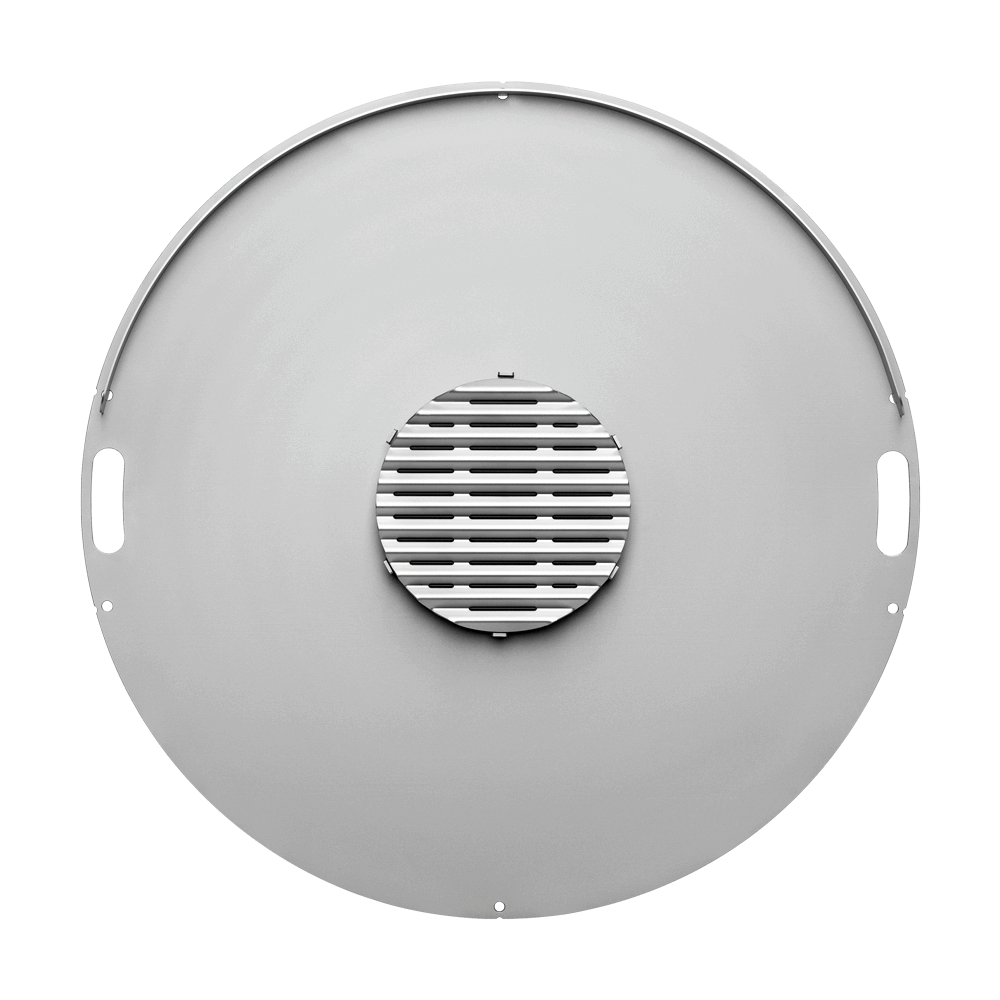 Feuerplatte von oben mit Grillrost und Randleiste