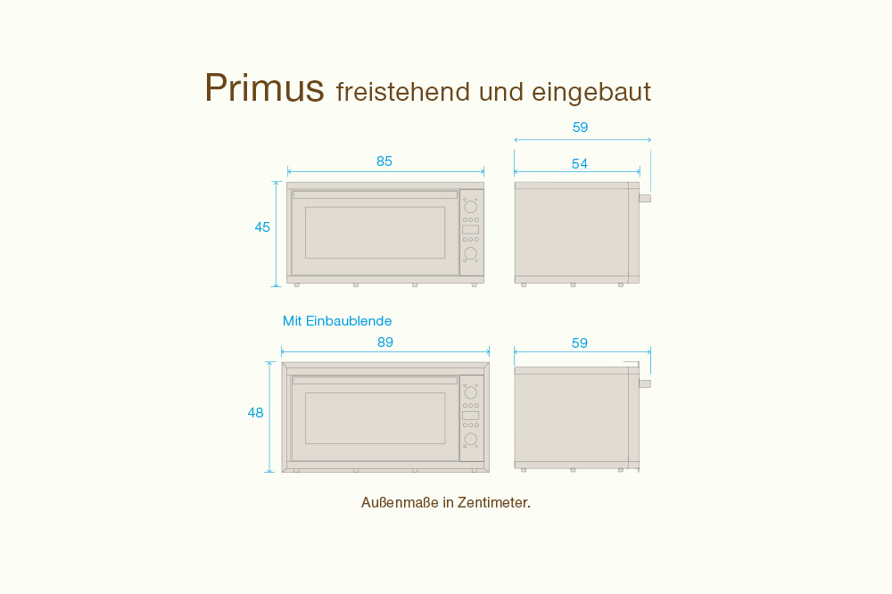 Maße vom Elektro-Steinbackofen Primus Maße vom Elektro-Steinbackofen Primus