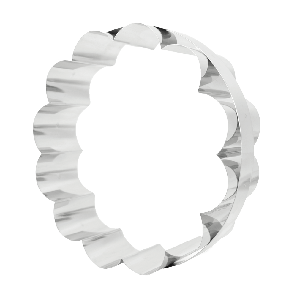 Tortenring Blume Ein Blumentortenring wird von der Seite gezeigt ohne Hintergrund abgebildet