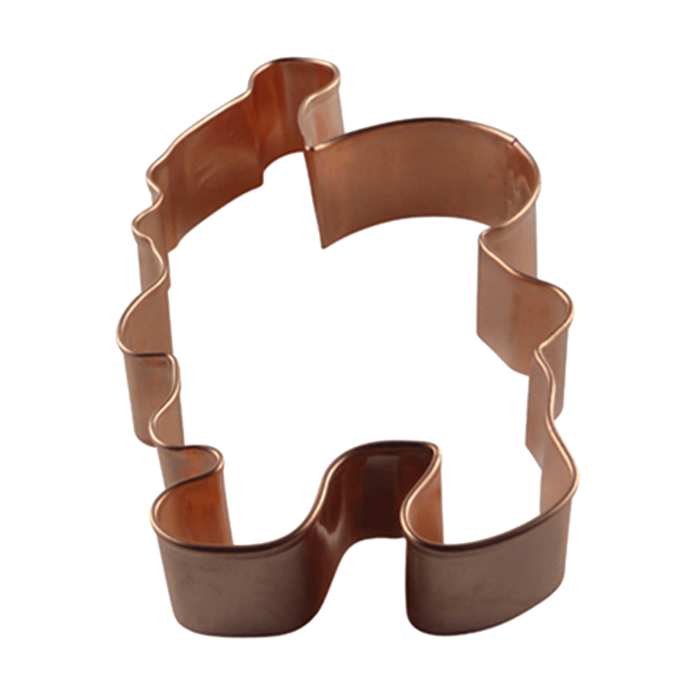 Kupfer-Ausstecher in der Form eines Nikolaus mit einem Sack auf dem Rücken, ohne Hintergrund.