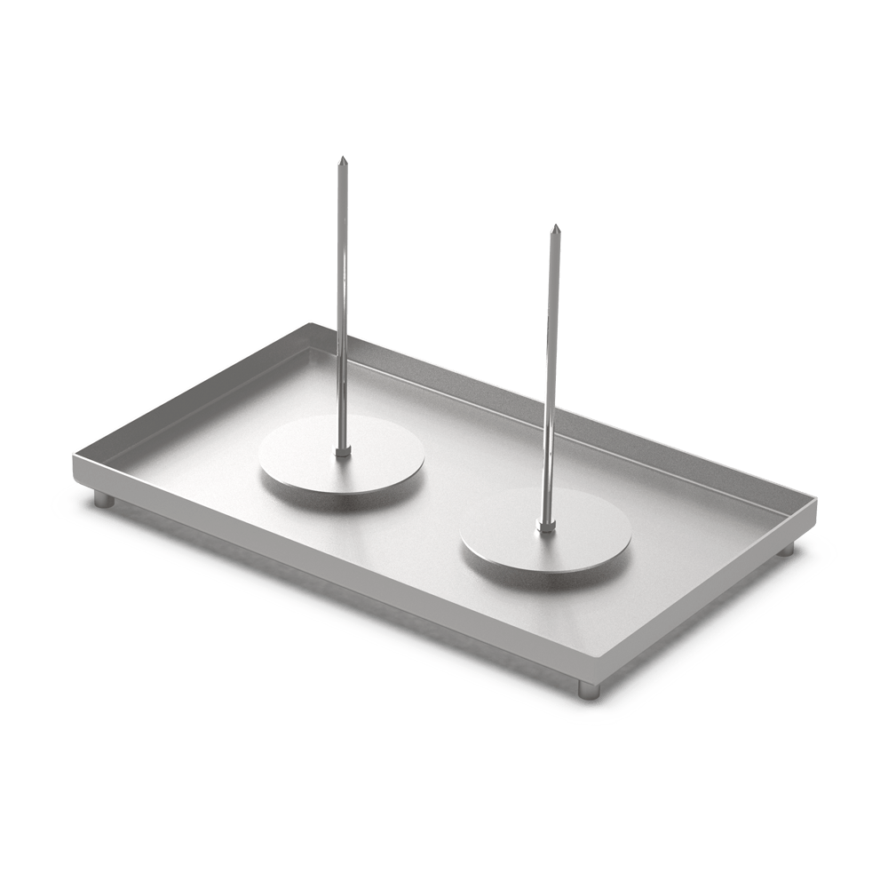 Gyrosspieß 38 x 23 x 22 cm 2 Gyrosspieße auf einer Edelstahlschale abgebildet
