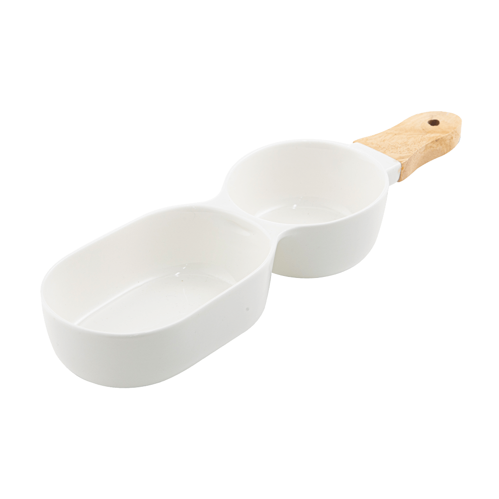 Weißer Servierstick 2-teilig ohne Hintergrund.