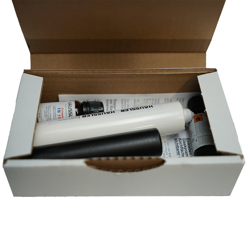 Reparatur-Set Mono. Reparatur-Set für die Glasscheibe der Türe des Elektrosteinbackofens Mono.