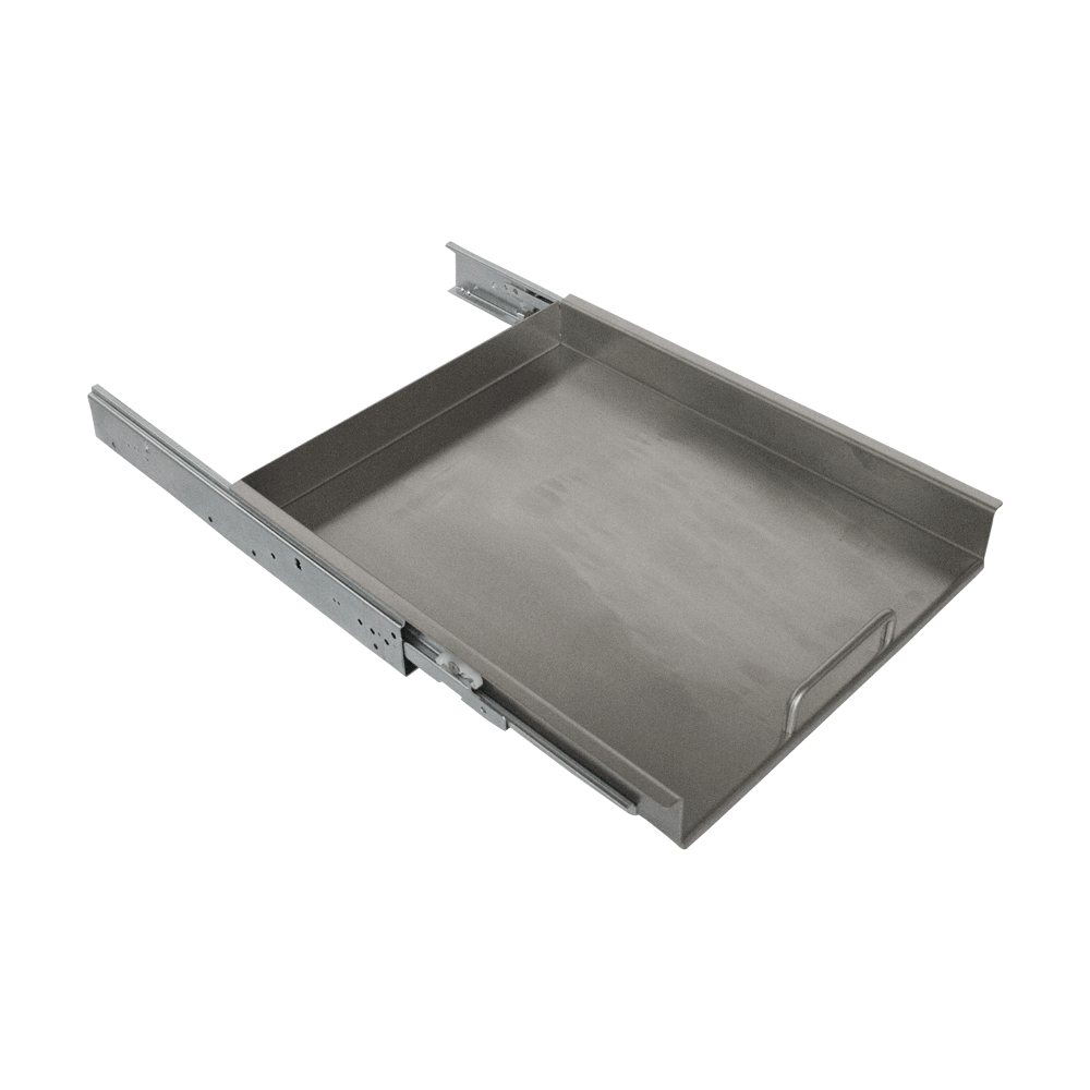 sorgt für einfaches Verstauen und freie Arbeitsfläche Schwerlastzug aus Edelstahl mit Griff