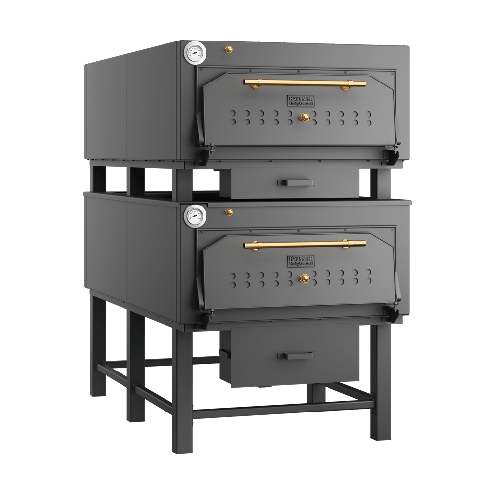Holzbackofen HABO 20/2, zwei Öfen übereinander. Farbe: anthrazit