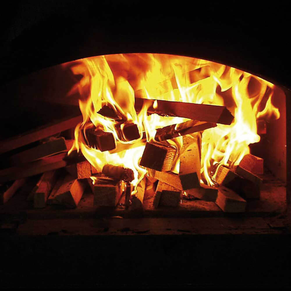 HABO 10 Feuer brennt in einem Holzbackofen