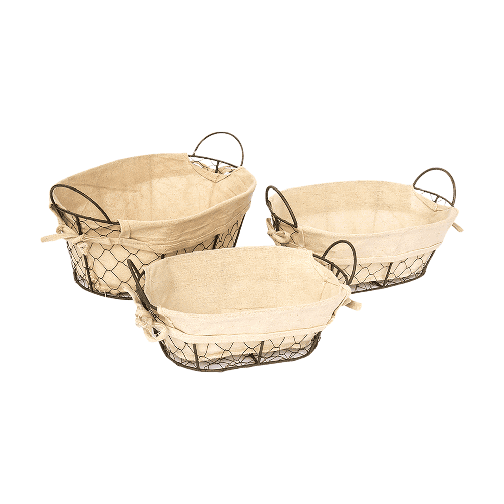 Brotkörbchen Brotkörbchen Countrystyle aus Metall mit Stoffeinsatz ohne Hintergrund