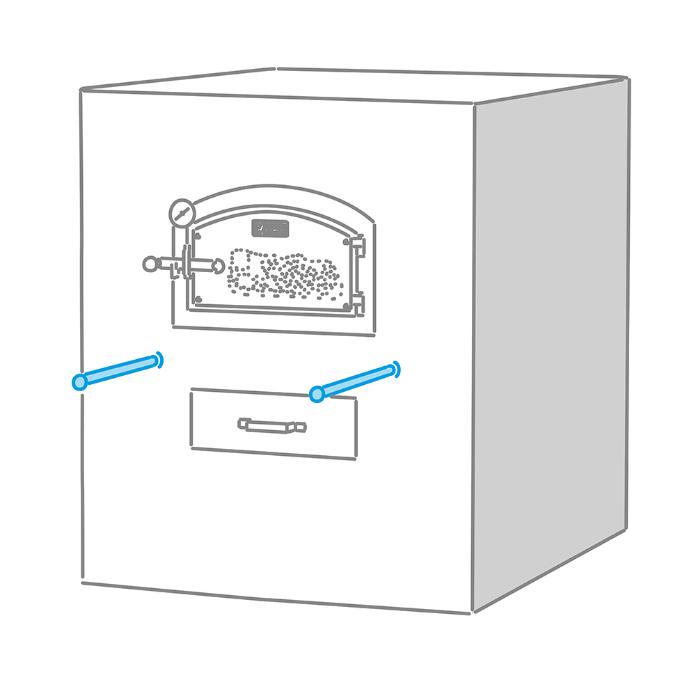Zeichnung von einem Bausatz, Anleitung wie die Führungsrohre anzubringen sind