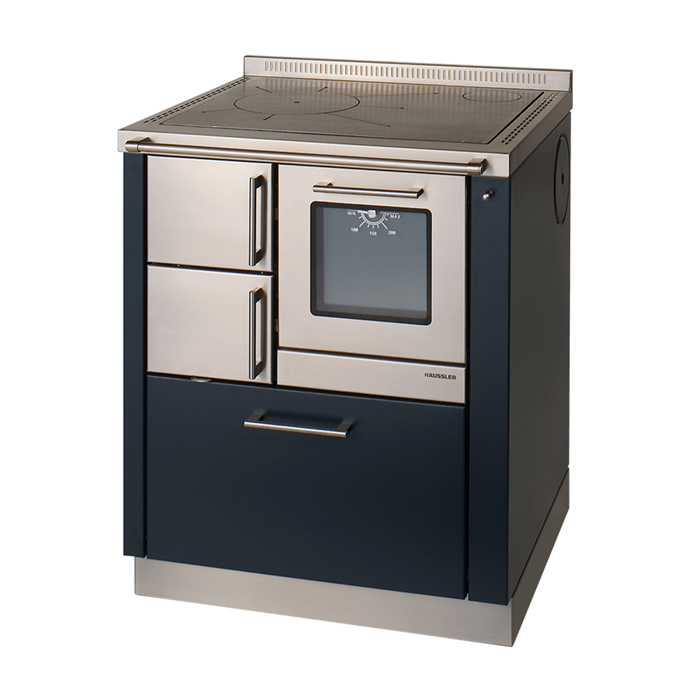 Ökoalpin 70 Holz Küchenherd Ökoalpin 70 mit pulverbeschichteten Seitenwänden in frontaler Ansicht ohne Hintergrund.