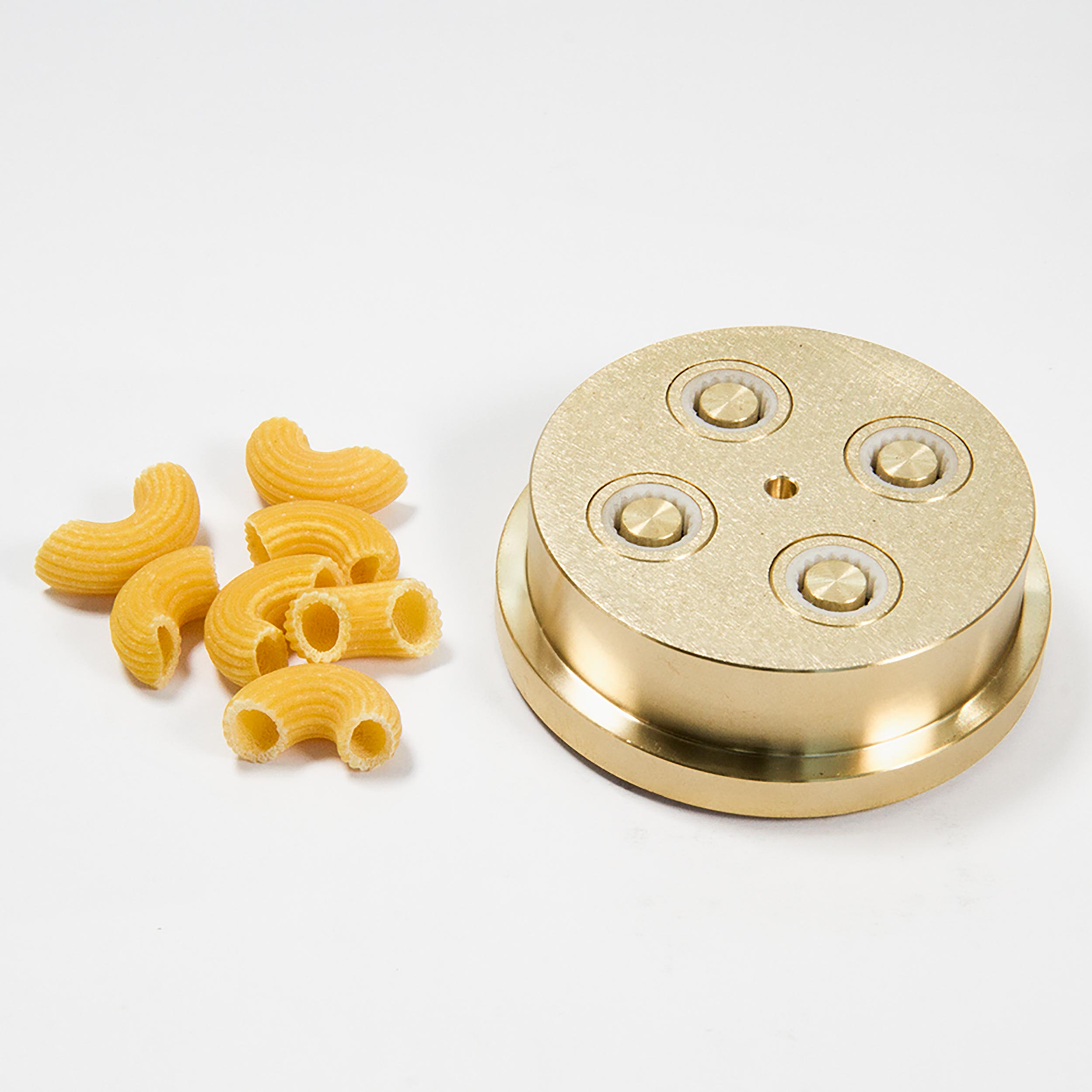 Matrize Gomiti für Pasta 300 mit Beispielnudeln