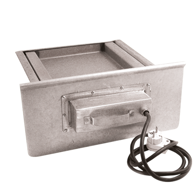 Elektroschublade für Heißräucherschrank Elektroschublade aus Edelstahl mit schwarzem Stromkabel