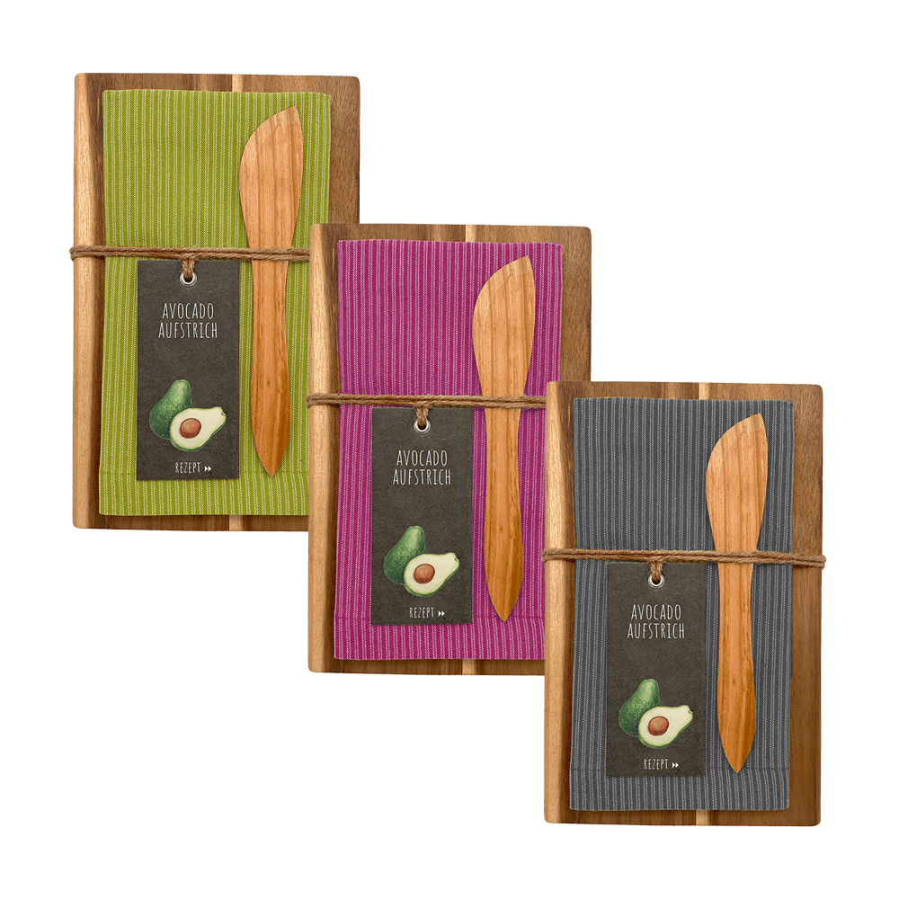 Vesperbrett & Aufstrichmesser mit Geschirrtuch Vesperbrett & Aufstrichmesser mit Geschirrtuch